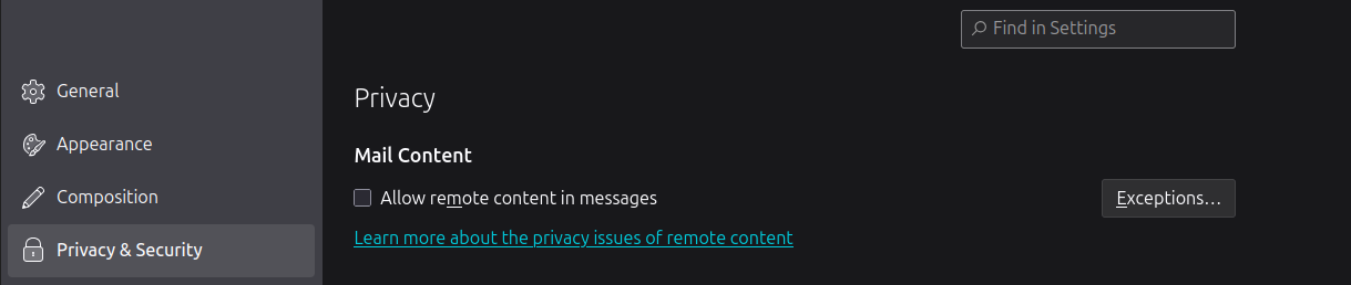 Disable remote content globally